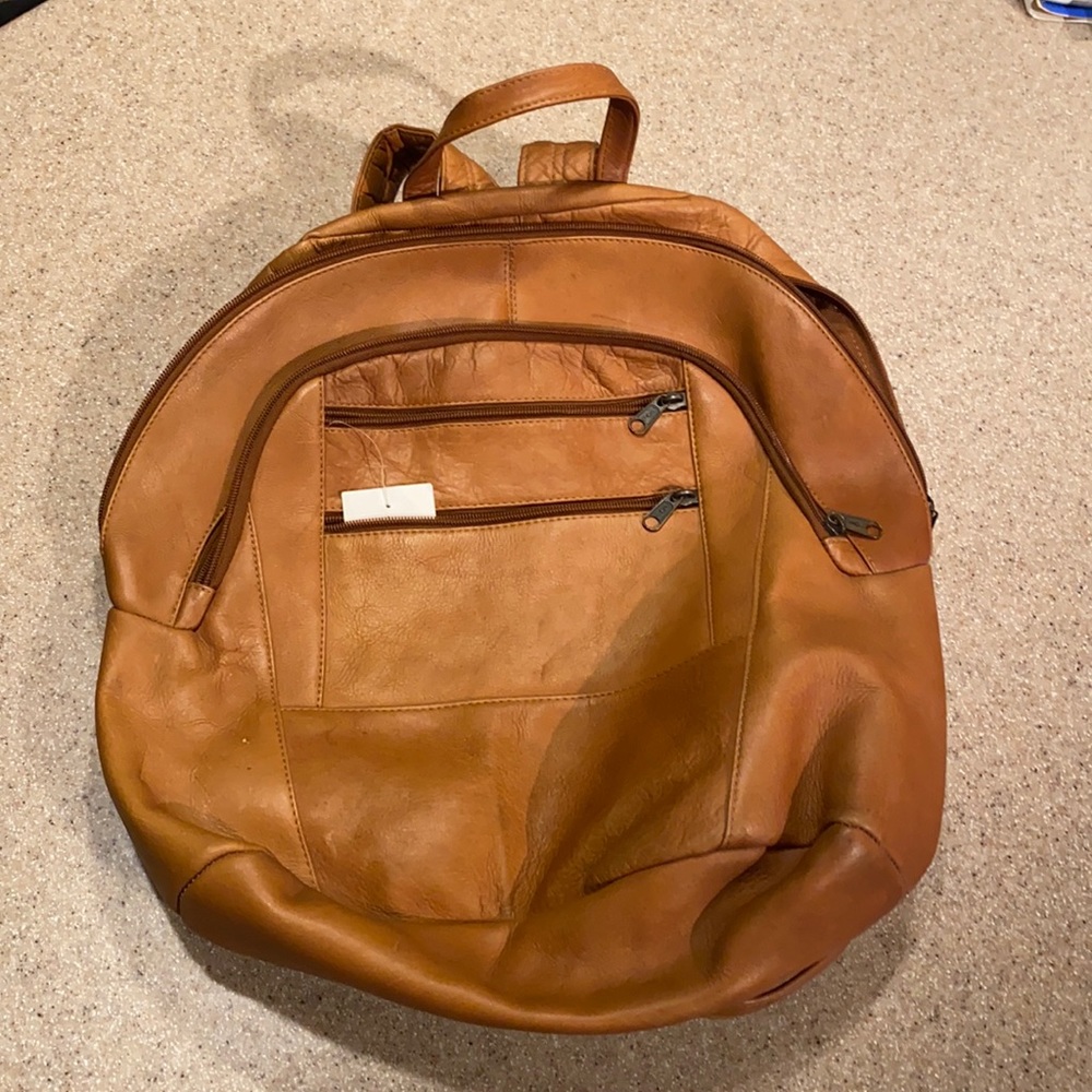 Leather Backpack NEW  14x12x5 4 zippers